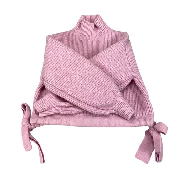 PAPER LONDON Wool Sweater Pink Women's Sz XS Cropped Mock Neck Pullover - Picture 7 of 11